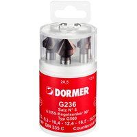 Dormer G2363 6 Piece HSS Straight Shank 90° Countersink Set