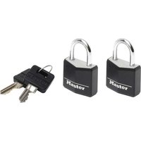Master Lock Aluminium Black Vinyl Cover 20mm Padlock 3-Pin - Keyed Alike x 2 9120EURTBLK