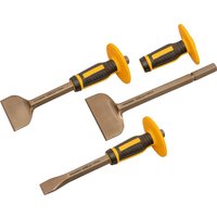 Roughneck 3 Piece Non Slip Hand Guard Bolster and Chisel Set