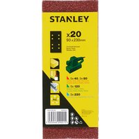 Stanley Punched Clip On 1/3 Sanding Sheets 93mm x 230mm Assorted Pack of 20