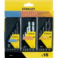 Stanley 16 Piece Masonry, Metal and Wood Drill Bit Set