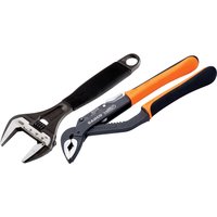 Bahco 2 Piece Water Pump Pliers and Adjustable Wrench Kit