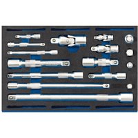 Draper 16 Piece Extension Universal Joint Socket Convertor Set in Eva Insert Tray
