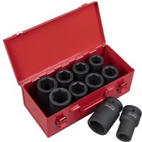 Sealey 10 Piece 1" Drive Deep Hexagon Impact Socket Set Metric and Imperial