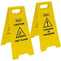 Sealey 2 Piece Wet Floor Cleaning in Progress Signs Set