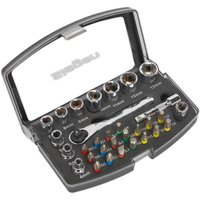 Siegen S01036 30 Piece 1/4" Drive Socket and Colour Coded Bit Set