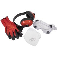 Sealey Flexi Grip Gloves, FFP1 Mask, Goggles and Ear Defenders