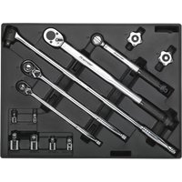 Sealey 13 Piece Ratchet, Torque Wrench, Breaker Bar and Socket Adaptor Set in Module Tray