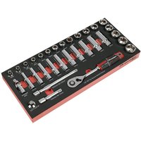Sealey 32 Piece 3/8" Drive Hexagon Socket Set in Module Tray