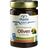 Grüne & Kalamata-Oliven mit Stein in Olivenöl Feinkost & Aufstriche  Antipasti