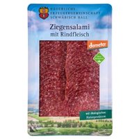 Ziegensalami mit Rindfleisch, geschnitten Wurst Salami