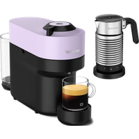 Nespresso VERTUO POP Lilac & Aeroccino4 schwarz Vertuo Kaffeemaschine