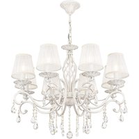 Grace Chandelier White with Gold & Crystal, with Shades, 8 Light, E14