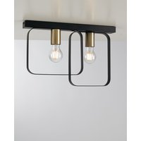 Smith Twin Flush Ceiling Light Frame, Brushed Gold, E27