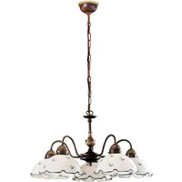 Nonna Cottage Style Glass 5 Arm Chandelier Matt Antique Brass, 5x E27