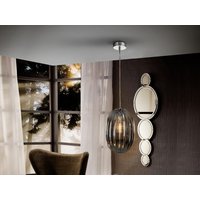 Ovila Pendant Light with Small Grey Shade in Shimmered Smoke Grey Tonality