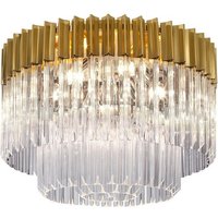 Poland Ceiling Round 7 Light E14, Brass, Clear Glass, Item Weight: 15.3kg