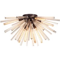 Hornby 8 Light E27, Semi Flush Brown Oxide , Champagne Gold Glass