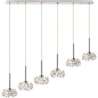 Salisbury , 6 Light G9 2m Linear Pendant With Polished Chrome And Crystal Shade