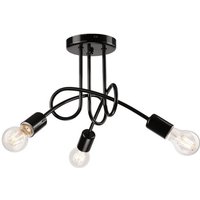 Camilla Multi Arm Semi Flush Ceiling Light Black, 3x E27