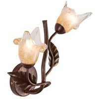 Ania Wall Light With Glass Shade Brown, 2x E14