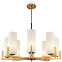 Modern Fortano 8 Light Brass Chandelier Glass Shade