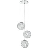 ASTRA 3 Light Cluster Pendant Ceiling Light Chrome, Crystals 32x22cm