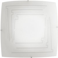 CONCEPT 3 Light Patterned Glass Flush Ceiling Light White 40x40cm