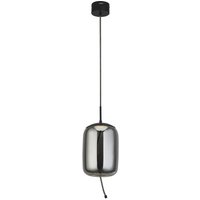 Lisbon 1 Light LED Pendant,Black And Smoked Glass 2700K
