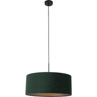 Sparkled Light Cylindrical Pendant Ceiling Light Matt Black, Green Shade