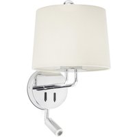 Montreal Chrome, Beige Shade Wall Lamp With Reading Light