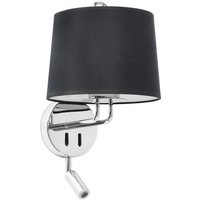 Montreal Chrome, Black Shade Wall Lamp With Reading Light
