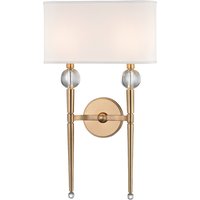 Rockland 2 Light Wall Sconce Brass, Faux Silk