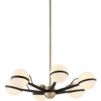 Ace 6 Light Chandelier Textured Bronze Brushed Brass, Glass