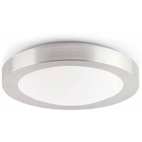 Logos 1 Light Small Round Bathroom Flush Ceiling Light Aluminium, White IP44, E27