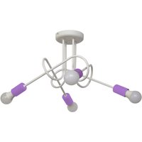 Oxford Multi Arm Semi Flush Ceiling Light White, Purple 44cm