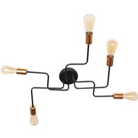 Tube Multi Arm Semi Flush Ceiling Light Black, Copper 64cm