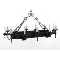 Refectory 6 Light Aged Iron Ceiling Oblong