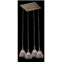 Simone 4 Light Antique Brass Ceiling Square Pendant Cluster Pendant Ceiling Light
