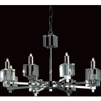 Cube Halogen Nickel 8 Arm Chandelier