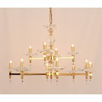 Capri Optic Glass Pans Gold 12 Arm Chandelier