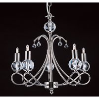 Novara Crystal Balls Nickel 5 Arm Chandelier