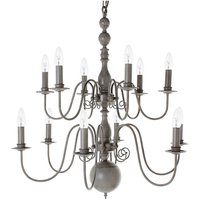 Bologna Flemish Light Grey 12 Arm Chandelier