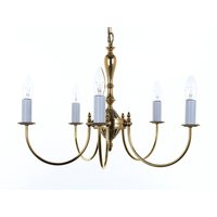 Solar Polished Brass 5 Arm Chandelier