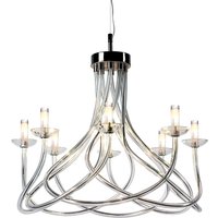 Borosi Glass Chrome 8 Arm Chandelier