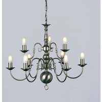 Flemish Pewter 9 Arm Chandelier