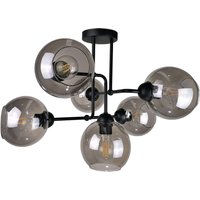Cosmo Multi Arm Semi Flush Ceiling Light Black, 55cm, 6x E27