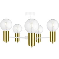 Arde Multi Arm Semi Flush Ceiling Light White, Gold, 60cm, 5x E27