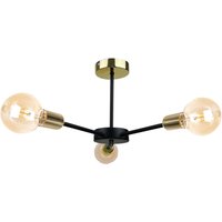 Sun Multi Arm Semi Flush Ceiling Light Black, Gold, 40cm, 3x E27