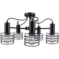 Rune Multi Arm Semi Flush Ceiling Light Black, 60cm, 5x E27